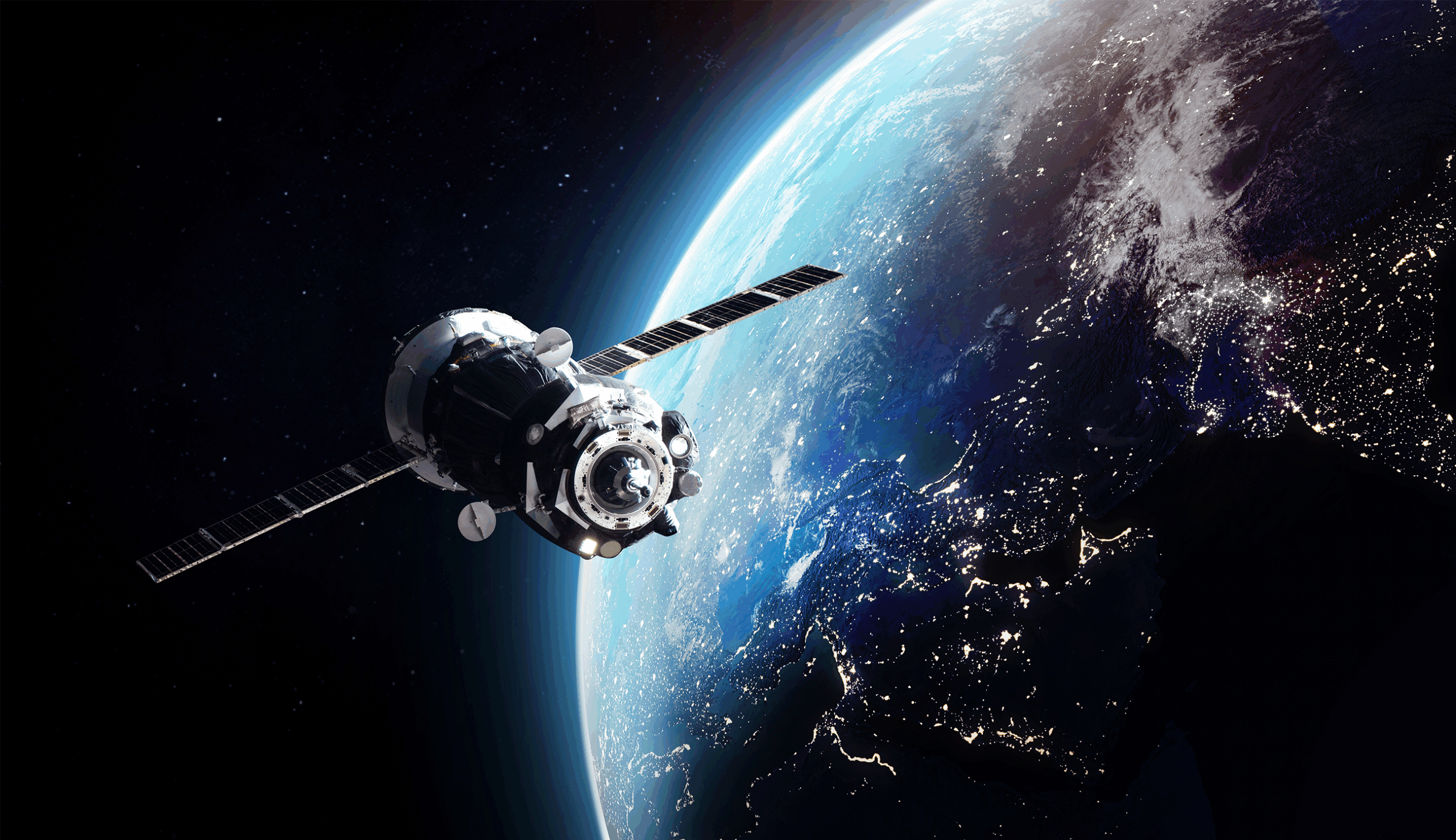 Cargo spaceship in orbit